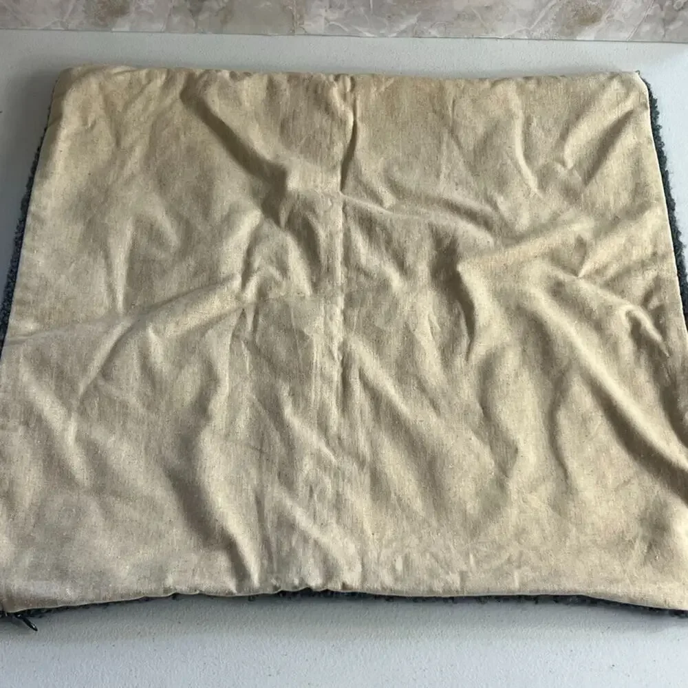 Potterybarn Pillow Sham Blue Wool Linen Blend Square 19 x 20 in Boucle